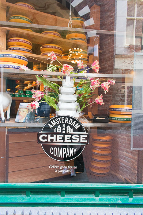 Window display at Amsterdam Cheese Company in Central Amsterdam