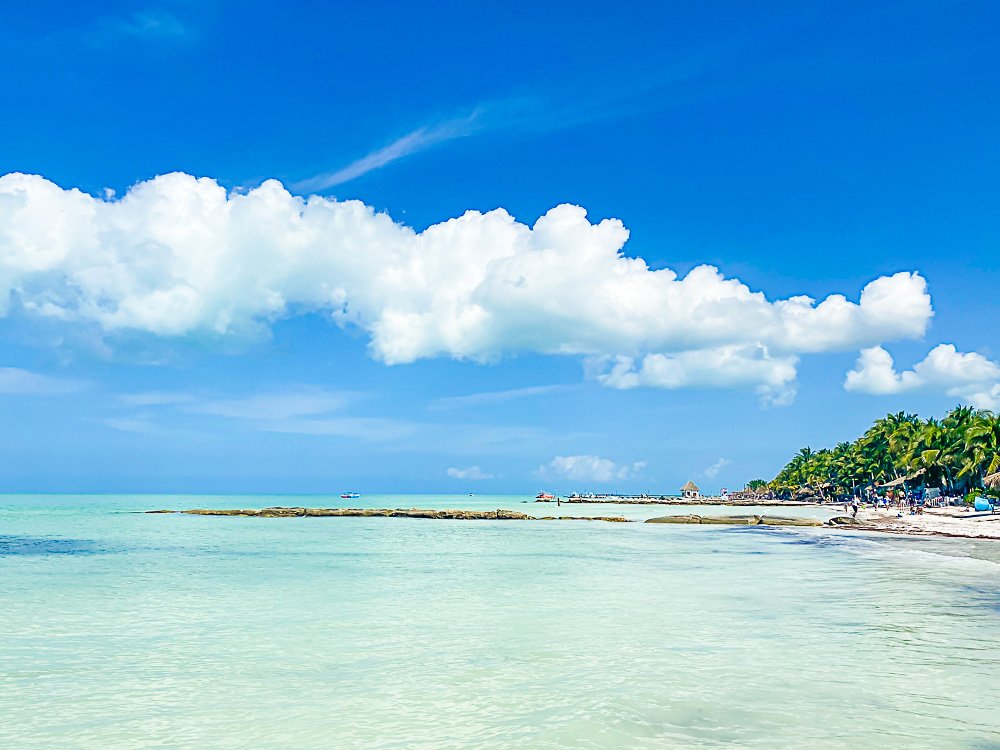 shallow blue beach water on Isla Holbox