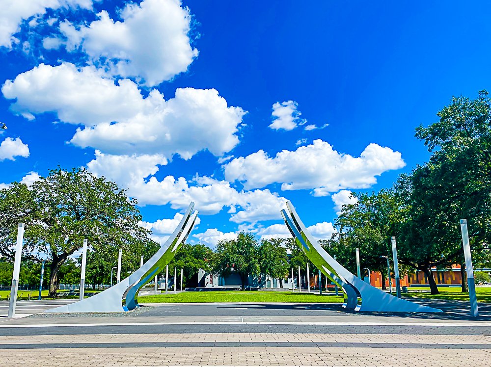 Metal sculpture at Houston Third Ward Emancipation Park.