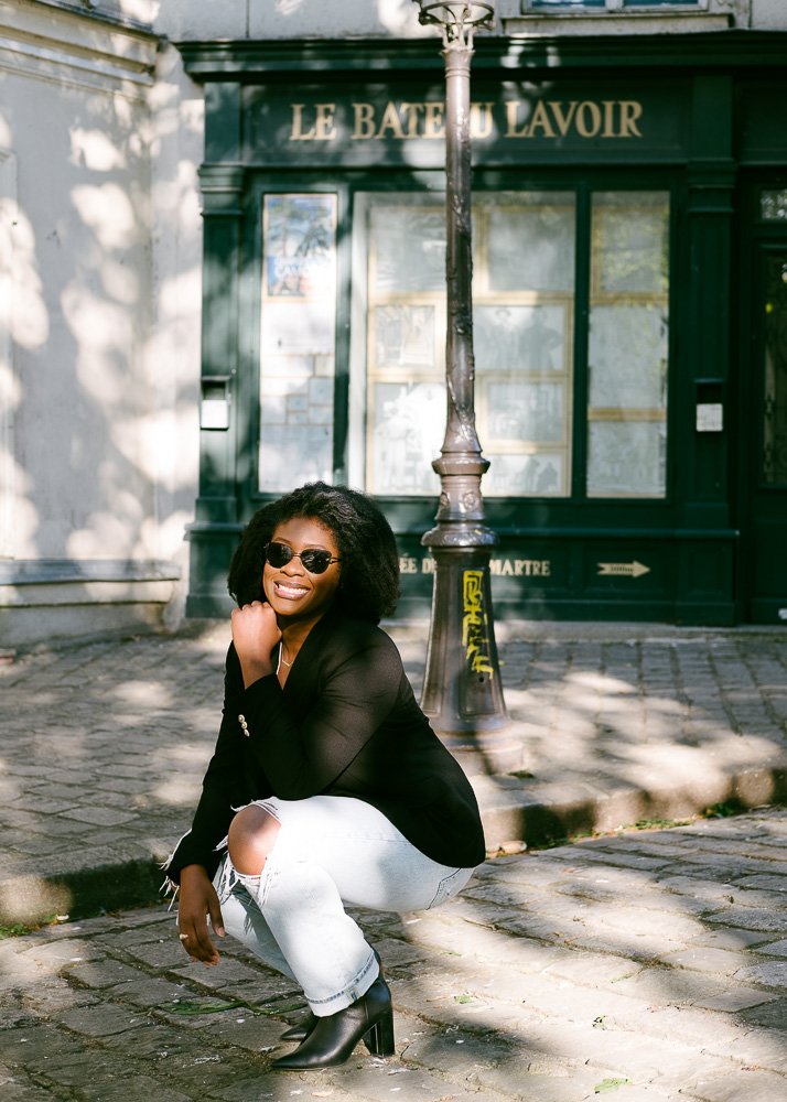 Jazzmine posing in Montmatre neighborhood of Paris.