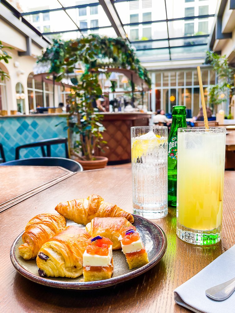 French pastries and lemonade at Hotel de Grands Boulevards.