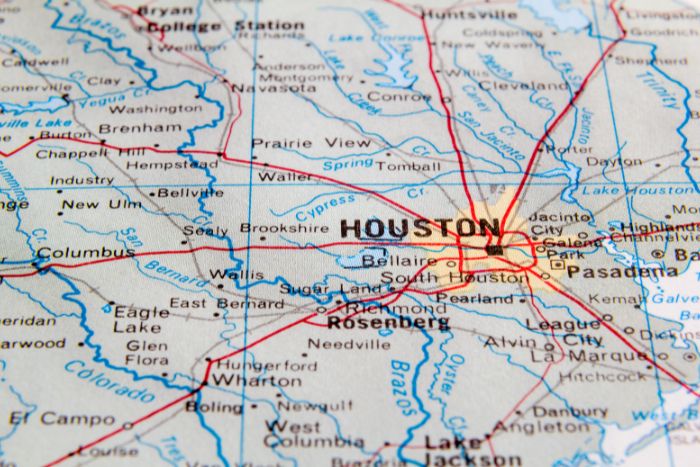 map of houston, Texas.