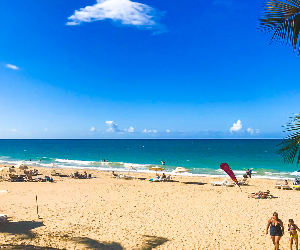 Sunny day at Ocean Park Beach in San Juan Puerto Rico.