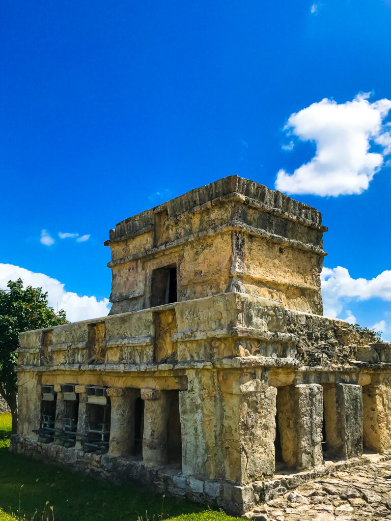 preserved ancient limestone structure at Tulum Mayan Ruins.