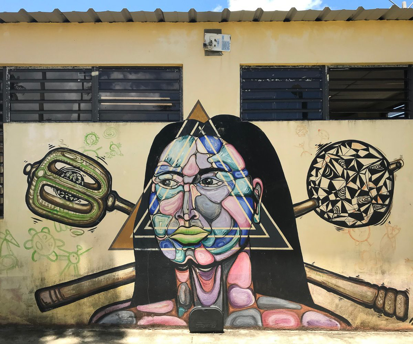 mural honoring Puerto Rico's Indigenous Taino culture at Parque Histórico María de la Cruz.