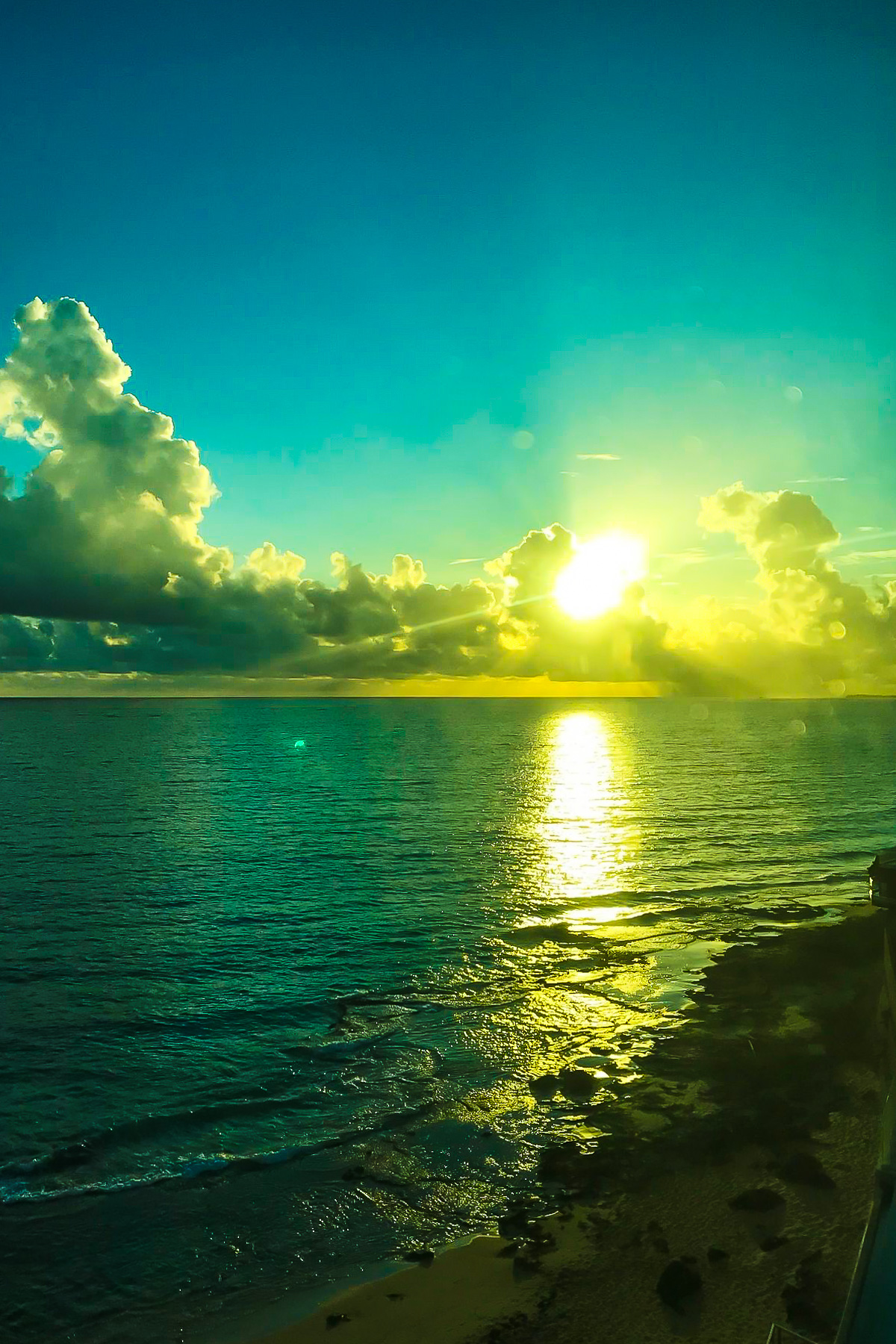 sun rising on Condado Beach in San Juan, Puerto Rico.