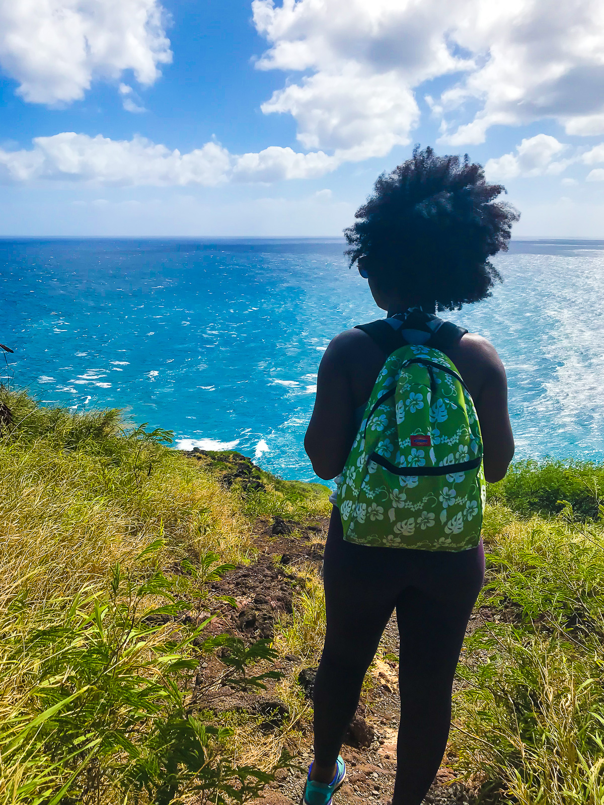 Jazzmine whale watching along Makapu'u Lighthouse Trail.
