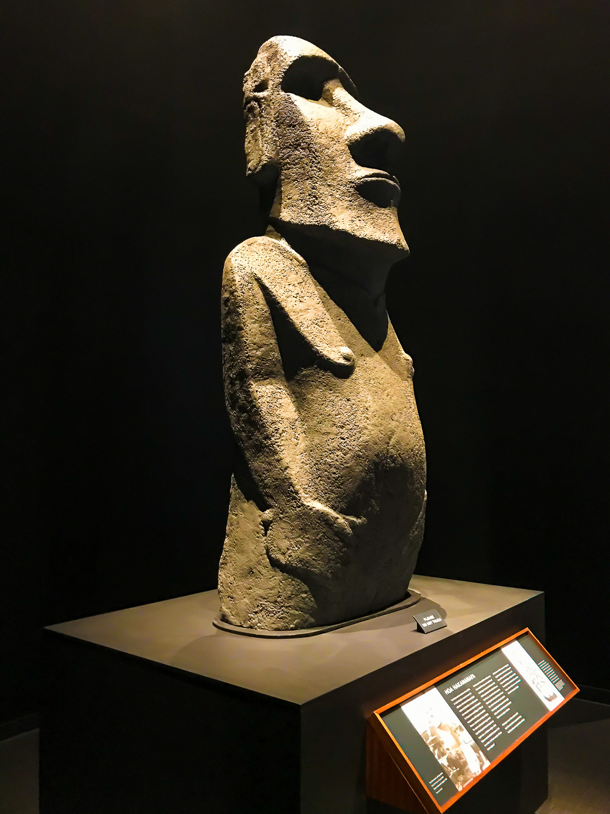 indigenous statue on exhibit at the Bishop Museum in Oahu.
