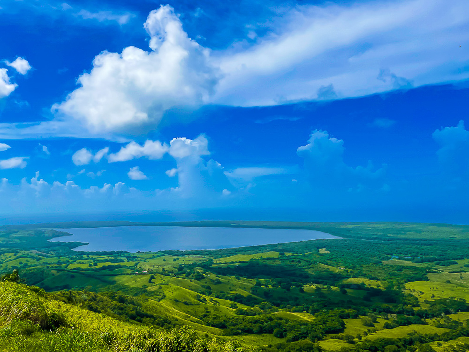 view of Laguna Redonda from the top of Montaña Redonda in eastern Dominican Republic, Caribbean Island.