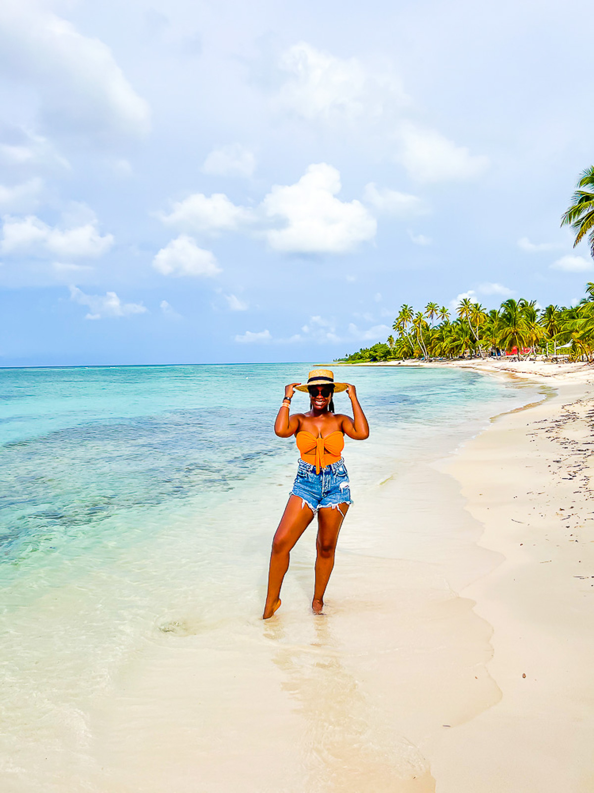 Jazzmine posing on the beach at Mano Juan, Saona Island near the Dominican Republic.
