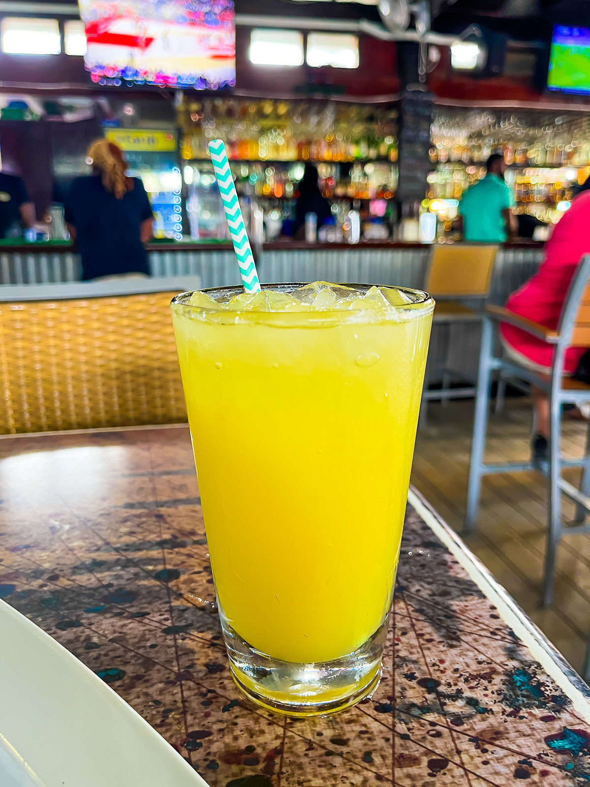 local passion fruit juice at Grenada Umbrellas restaurant.