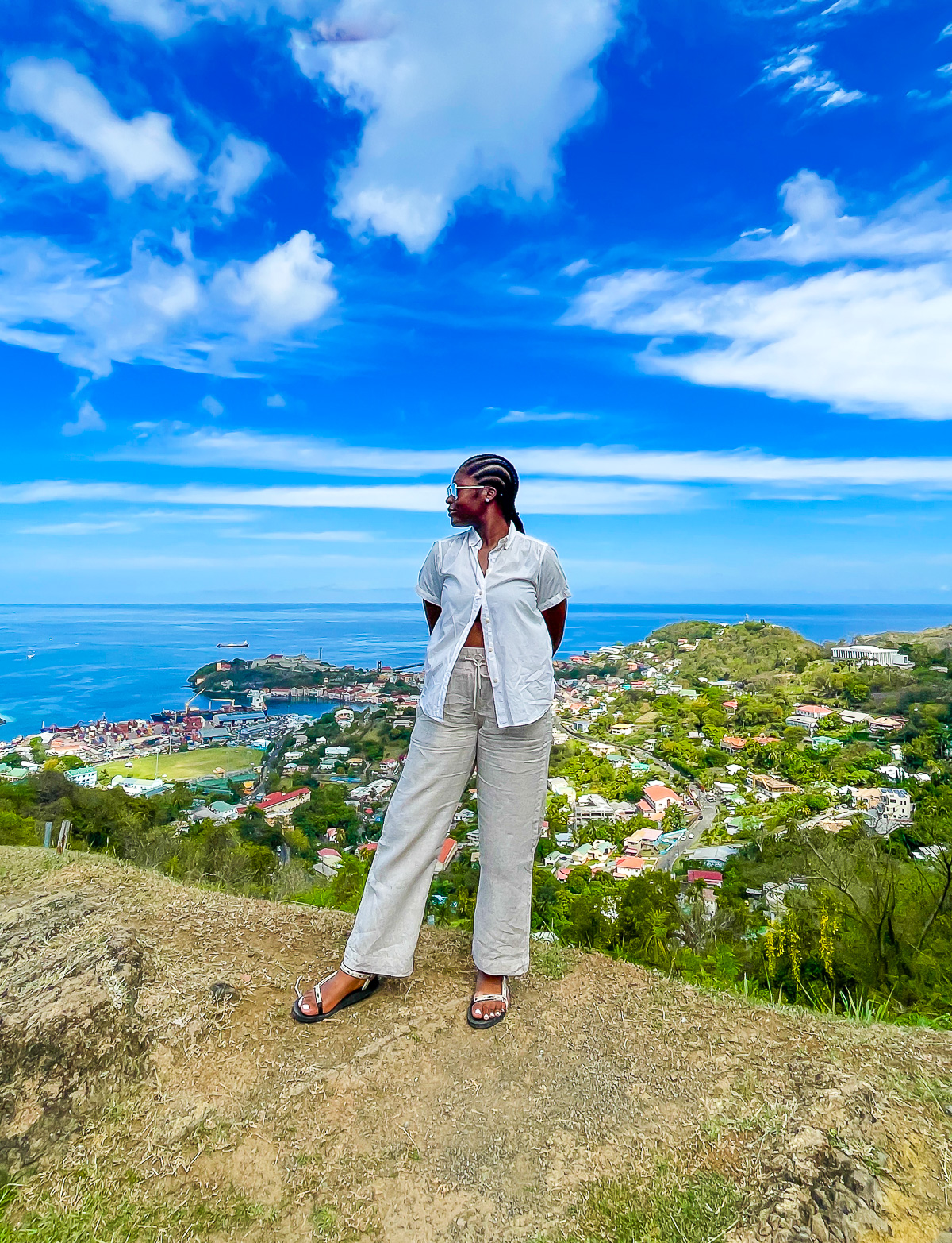 Jazzmine overlooking St. George's from Fort Frederic during a Grenada history tour.