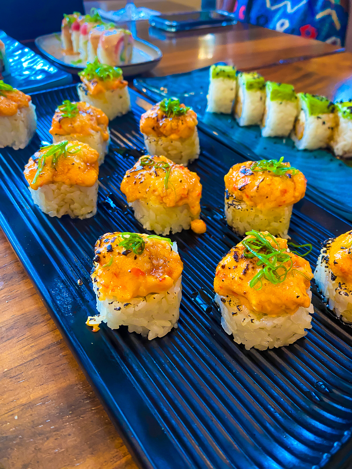 plates of sushi rolls at Tamaki in Tamarindo, Guanacaste, Costa Rica.